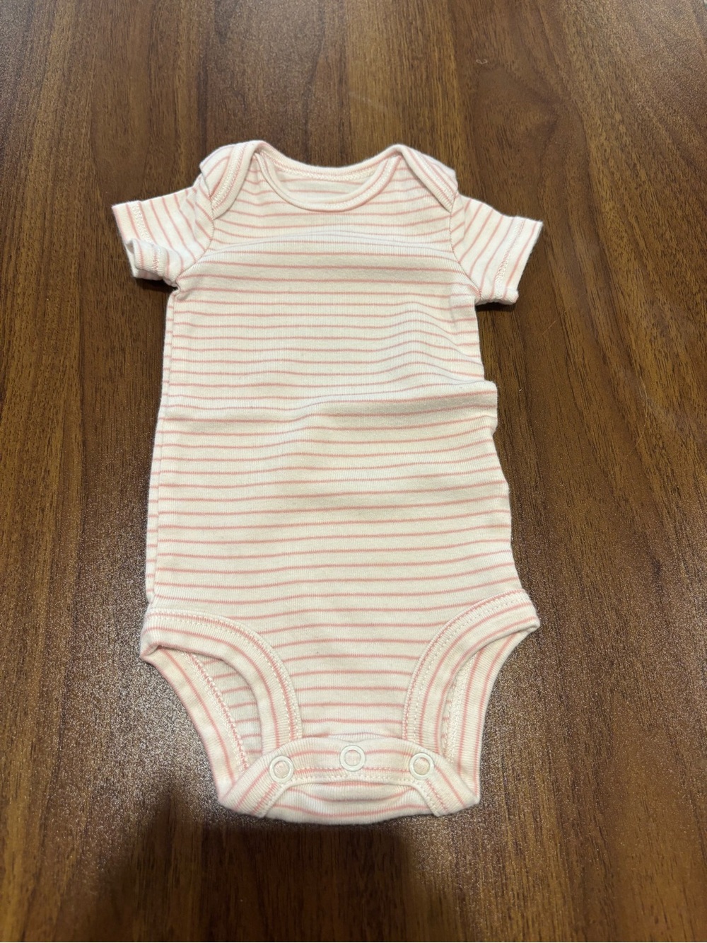 Carter's Cream and Pink Striped Short-Sleeve Bodysuit